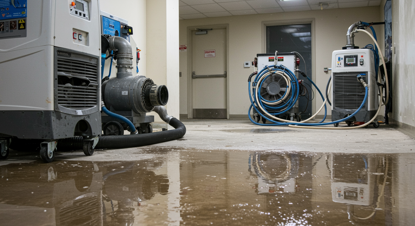Advanced flood cleanup equipment in action